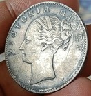  c105 east India Company 1840 Victoria Silver Rupee Indian Head Black Beauty     