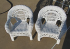 2 -vintage Child Or Doll White Wicker Boho Chic Mini Chairs Exc  Condition