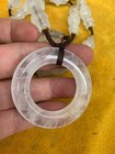 Fine Chinese Natural Quartz Jade Beads W circle Pendant Necklace    