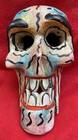 Mexican Folk Art Vintage Carved Wood 3-d Skull Mask With Moving Mandible