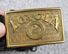 Vintage Loyola High School Baltimore Md Brass Jenkins Belt Buckle   Leather Belt