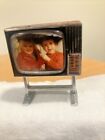Vintage Lundby Dollhouse Light-up Television With  2 Girls   Umbrella   Screen