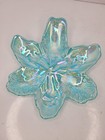 Iridescent Pastel Color Flower Shaped Art Glass Bowls serving Trays Set Of 4