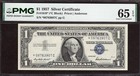 1957  1   Star          Silver Certificate  Pmg Gem Uncirculated 65 Epq Banknote 