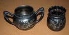 New Amsterdam Silver Co Pairpoint Creamer Sugar Cups 515 Quadruple Silverplate