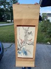 Hand Painted Chinese Oriental Scroll Silk With Birds Flowers