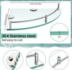 8 Pcs Corner Shower Shelf 2-tier Glass Corner Shelf Stainless Steel Wall