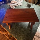 Antique Solid Brown Wooden Bench Stool Rectangle Seat 15 5 w X10 h X8 5 l