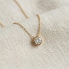 G si1  90ct Diamond Bezel Pendant Solitaire Necklace 14k Yellow Gold Lab Grown