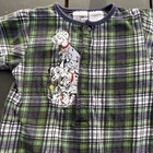 Vintage Disney 101 Dalmatians Baby Fleece Romper One Piece  12 M Green Plaid