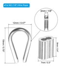100 Pcs 1 8  Wire Rope Aluminum Cable Crimps 16 Pcs M2 Stainless Steel Thimbles