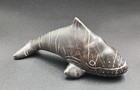 Inuit Hand Carved Whale Soapstone 6  Black Fetish Vintage 1970s 1960s
