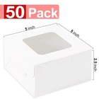 50 Pcs 5x5x2 5 Inch White Cake Bakery Cookie Treat Dessert Box Window Pastry