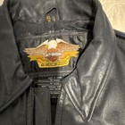 Harley-davidson Black Leather Zip Jacket W  Back Logo  Size Xl