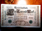 High Grade Au unc 1910 German Empire Large 1000 Mark Banknote  D4