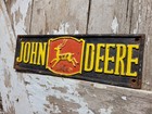 Vintage John Deere Sign Old Cast Iron Farm Equipment Dealer Farming Sales Plaque
