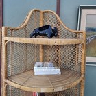 Vtg Boho Rattan Wicker Corner Shelf Etagere Book Shelf Emmanuelle Style Rare