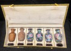 Vintage Set Of 6 Proc Chinese 3  Cloisonne   Smooth Vases W  Stands In Box