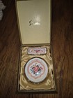 Vintage Nos Stratton London Floral Power Compact   Mirror Lipstick Holder W box
