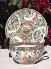 Antique Rose Medallion China Hand Painted Porcelain Cup And Saucer Sets Lot Of 2