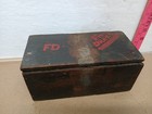 Antique Primitive Wood Tool Parts Box Hinged Lid Hand Painted Folk Art 10 
