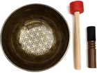 9 Inch Flower Of Life Carving - Tibetan Great Sound Healing Singing Bowl - Yoga 
