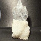 Carved  Diving Duck loon Bird Chasing Fish On Quartz Crystal Cluster Base -rare 