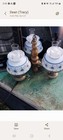 Quoizel Abigail Adams Glass Blue Floral Blue Poppy Hanging Swag Chandelier Light