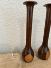 Vintage Pair Of Two Tone Wood Bud Vases Mid Century Modern Danish Modern Style 