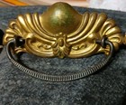 3 Antique Stamped Brass 2x3 Inch Drawer Pulls With Handles Body 3x2   Victorian
