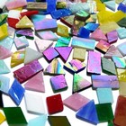510 Pieces Iridescent Glass Mosaic Tiles For Crafts  Mixed 4 Shapes Colorful    