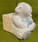 Vintage Napco Ceramic Baby Lamb Planter Seated W  Pacifier Nursery Decor