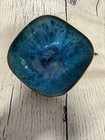 Vintage Mid Century Modern Mcm Enamel On Copper Abstract Art Blue Bowl 