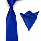 Men Satin Solid Color Necktie Tie Hanky Handkerchief Pocket Square Set