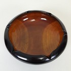 Turned Wood Bowl Sculpture With Recessed Rim   Footed Pedestal Handmade Two Tone