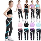 Kids Girl s Sweatsuit Yoga Crop Top With Pants Tumbling Tracksuit Active Dance