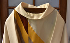   Used White Vestment With Stole   Cm Almy   49      v411 
