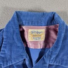 Vintage Loop Collar Shirt Mens Medium Blue Corduroy Town Topic 50s 60s