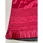 Antique Victorian Red Silk Quilted Petticoat Skirt Adorned With Floral Design