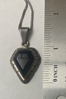 Taxco Mexico Vintage 925 Sterling Silver Black Onyx Stone Pentagon Pendant