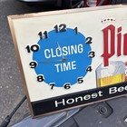 Vintage Piels Light Lager Beer Closing Time Clock Wall Sign 1964