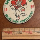 Run Over The Rams Boone High Homecoming 1980 Vtg Pinback Button Pin Round Circle