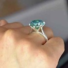 Rare 10 Ct Treated Blue Certified Round Cut Diamond Solitaire Ring In 925 Silver