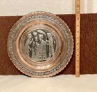 1940   s Hammered White   Yellow Copper Middle Eastern Wall Plate  11 1 2   