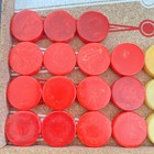Lowe Vtg Backgammon Set W 30 Bakelite Butterscotch Red Pieces Faux Gator Case