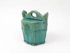 Antique 19th C Chinese Qing Shiwan Green Glazed Hexagonal Teapot Wine Jug