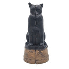 Vintage Cast Iron Seated Cat Bank Black Gold Coin Still Bank 1930s 4 