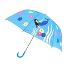Kid s Blue Mermaid Umbrella Ocean Theme Flower Print Curved Handle 23 Inch