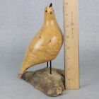 John Bennett Signed Quail Sculpture In Maple Wood Bird Figure On Stand Vtg 8 
