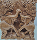 Vintage Hand Carved  Elephant Wall Wood Carving 7 X 9